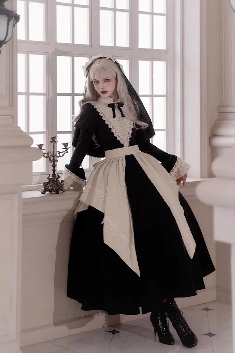 Gothic Nun Layered Dress - Versatile Black OP