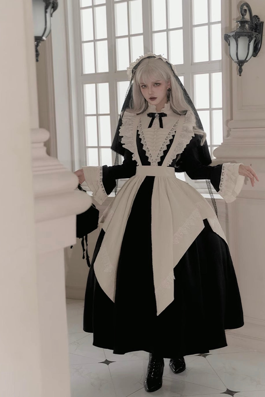 Gothic Nun Layered Dress - Versatile Black OP