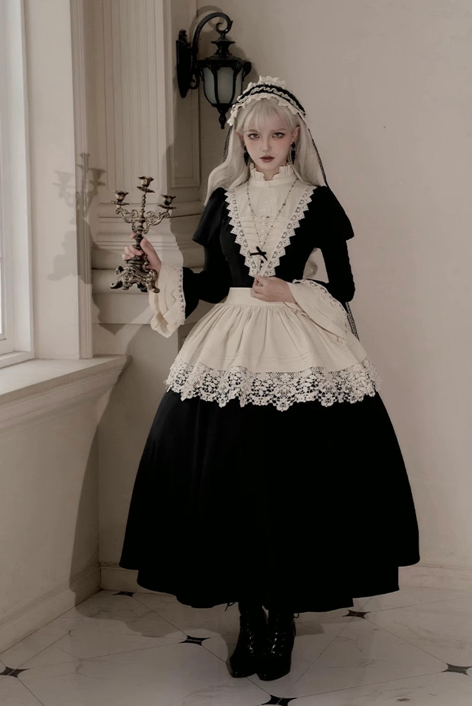 Gothic Nun Layered Dress - Versatile Black OP