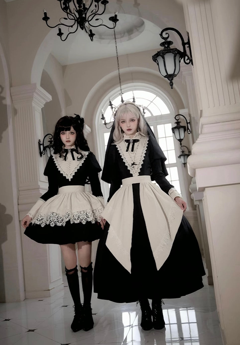 Gothic Nun Layered Dress - Versatile Black OP