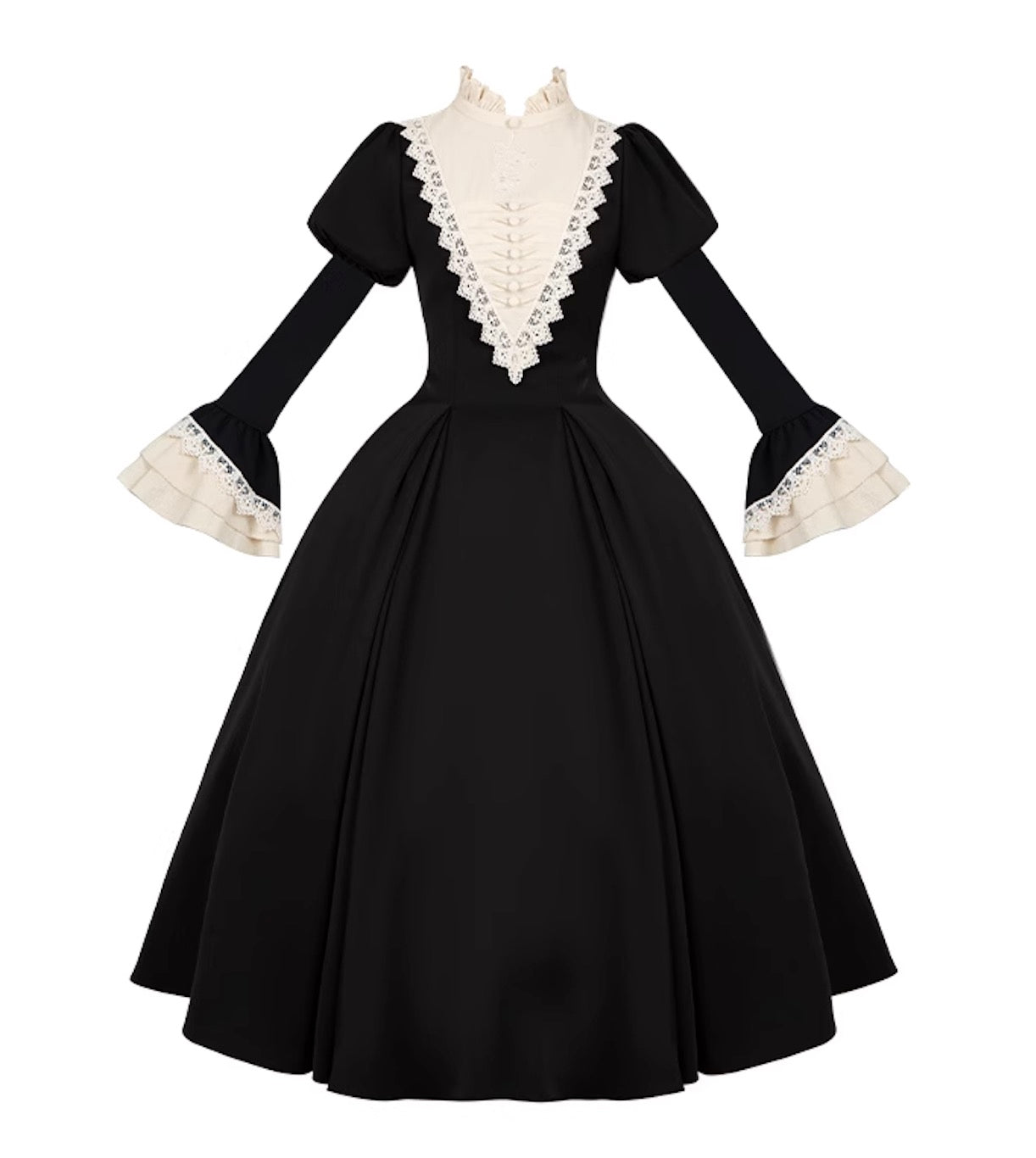 Gothic Nun Layered Dress - Versatile Black OP