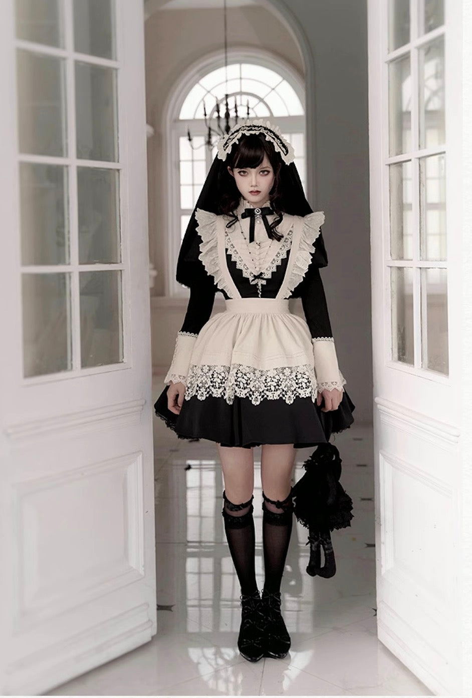 Gothic Nun Short OP - Sleeved Versatile Dress