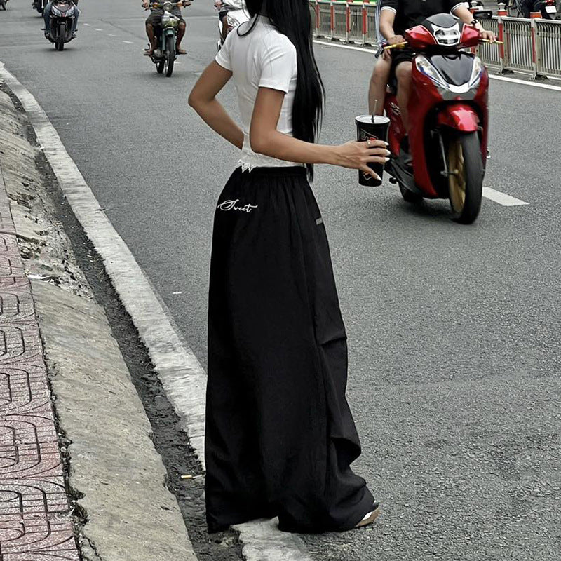 Lace Patchwork Cargo Pants - Y2K Street Style Relaxed Fit