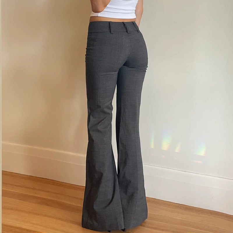 Y2K Low-Rise Flared Trousers - Slim Fit Casual Style