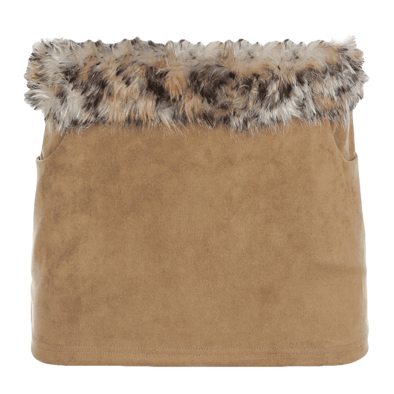 Tribal Fur Patchwork Set - Y2K Backless Low-Rise Chic