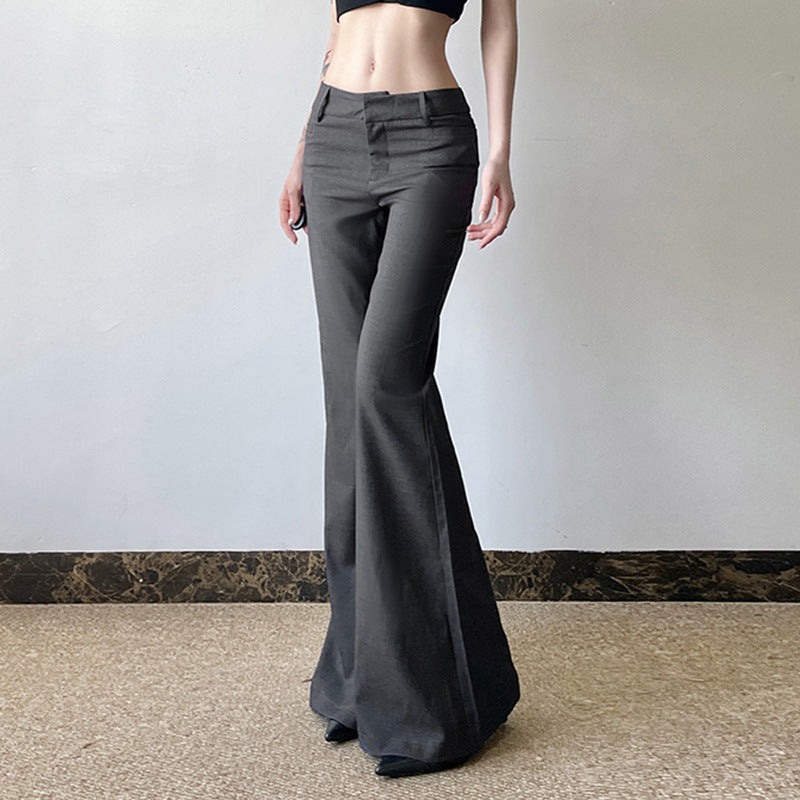 Y2K Low-Rise Flared Trousers - Slim Fit Casual Style