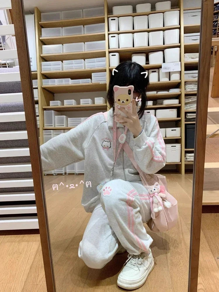 Kawaii Pink Cat Hoodie - Harajuku Oversized Style