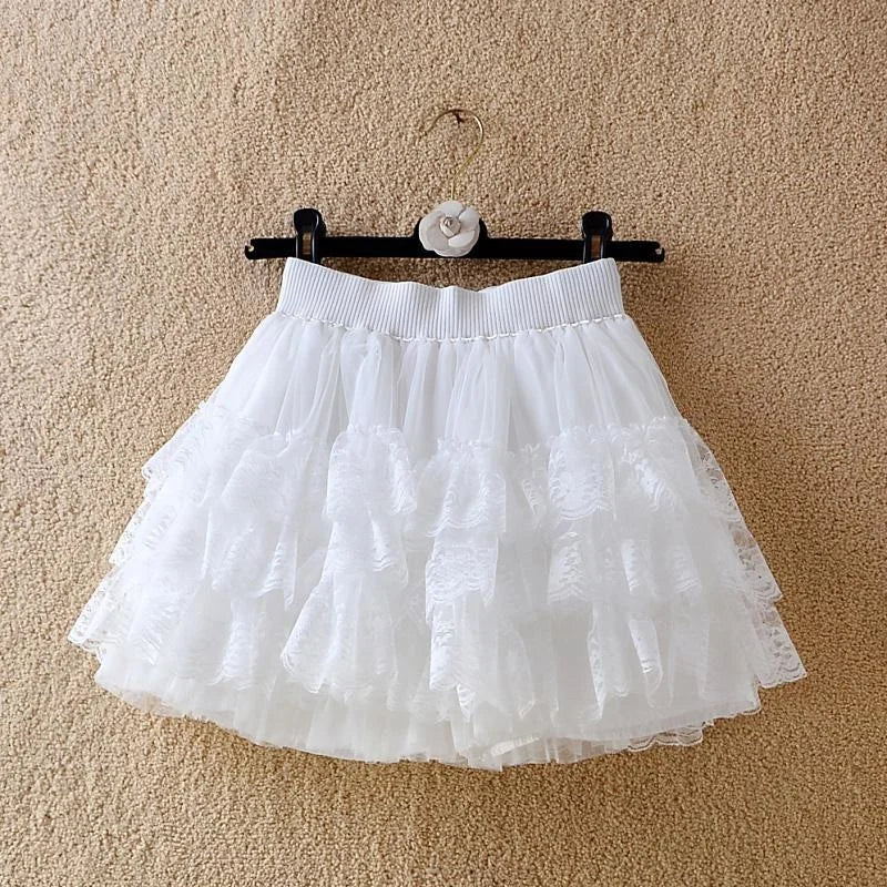Y2K Gothic Lace Tutu Skirt - Black Mesh Mini Tulle