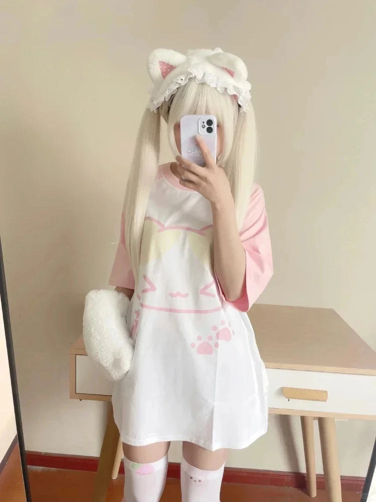 Y2K Cute Anime Tee - Harajuku Kawaii Oversized