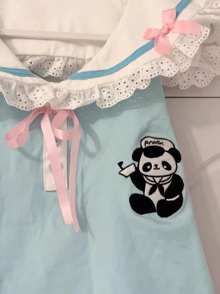 Y2K Kawaii Patchwork Lace Tee - Harajuku Bow Embroidery