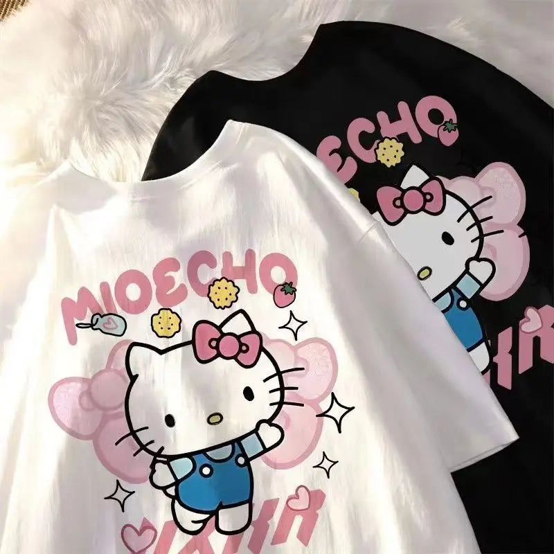 Y2K Hello Kitty Casual Tee - Loose Korean Streetwear