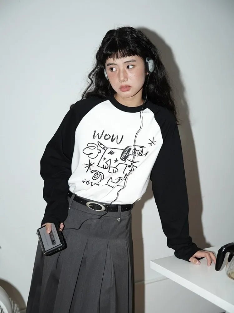 Y2K Kawaii Anime Graphic Long Sleeve Tee - Cute Preppy Style