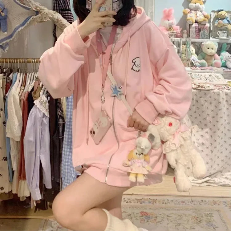 Kawaii Star Embroidered Hoodie - Sweet Kpop Style