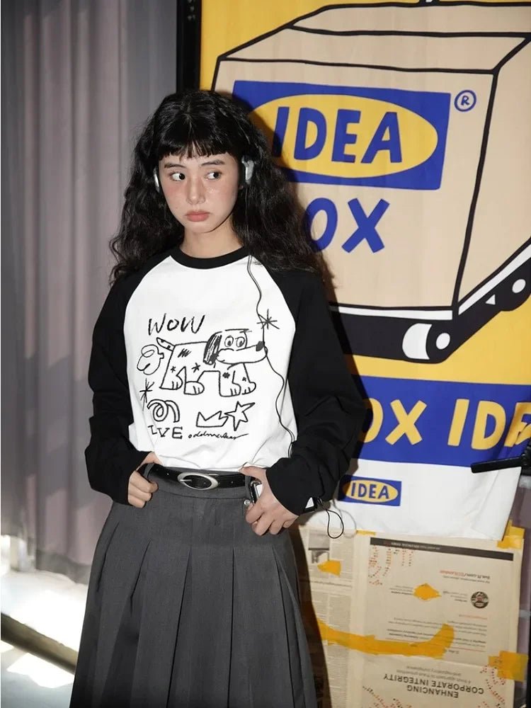 Y2K Kawaii Anime Graphic Long Sleeve Tee - Cute Preppy Style