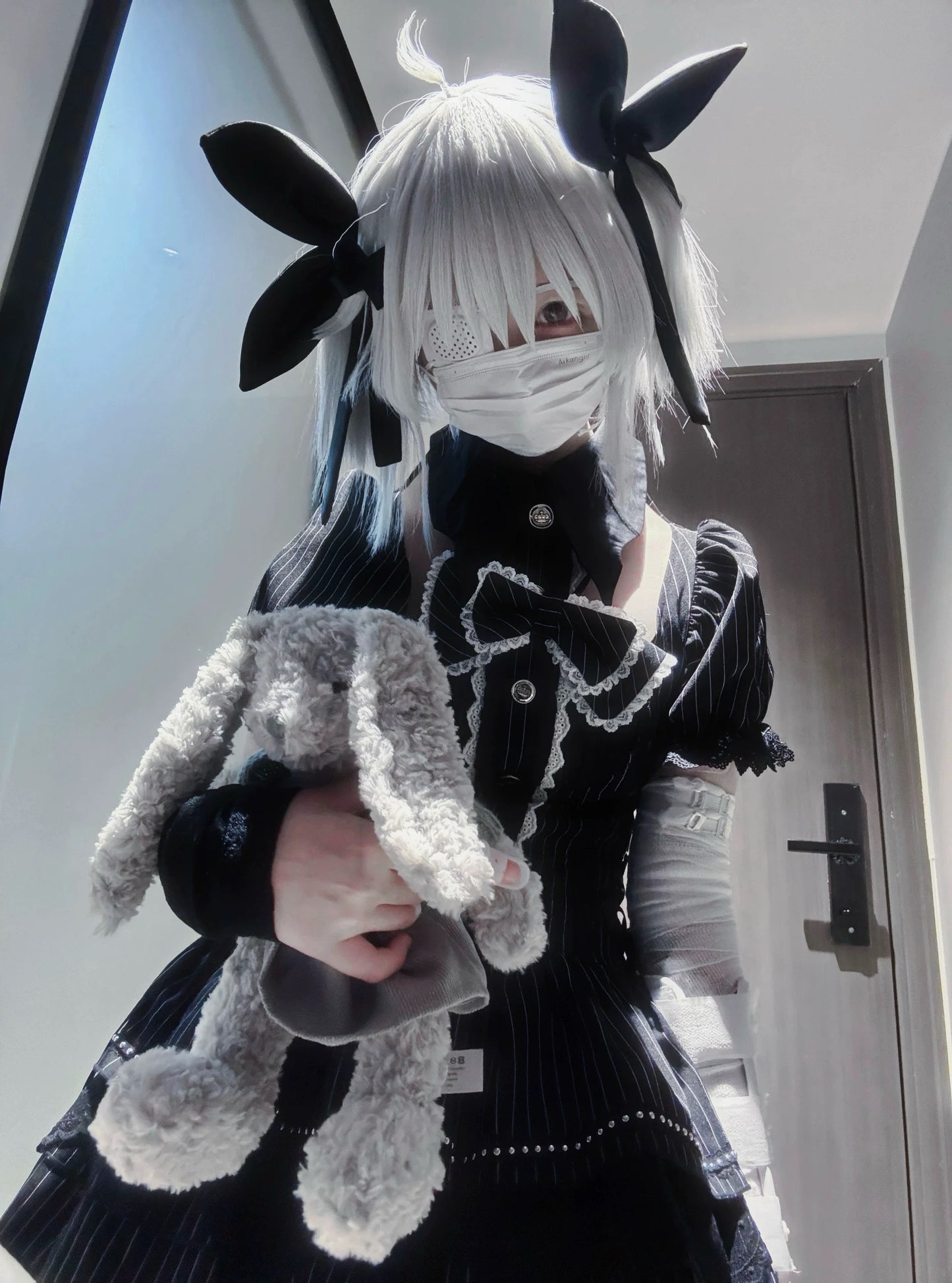 Batwing Collar Bow Dress - Subculture Puff Sleeve