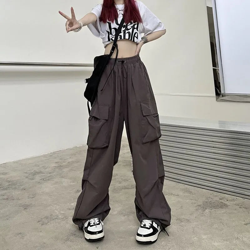 Y2K Cargo Pants - Wide Leg Drawstring High Waist Joggers