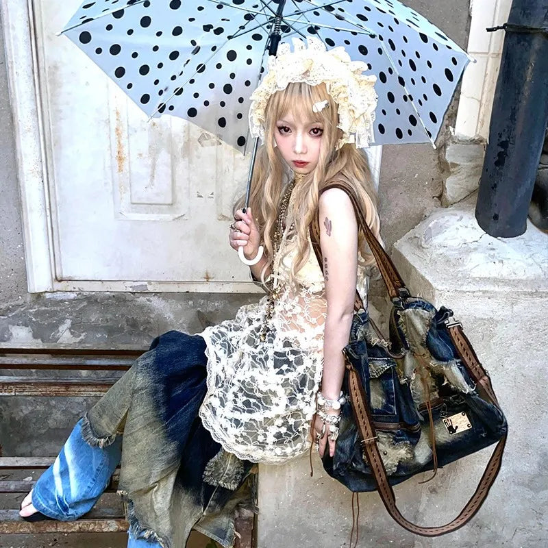 Y2K Japanese Lace Mini Dress - Harajuku Lolita Party