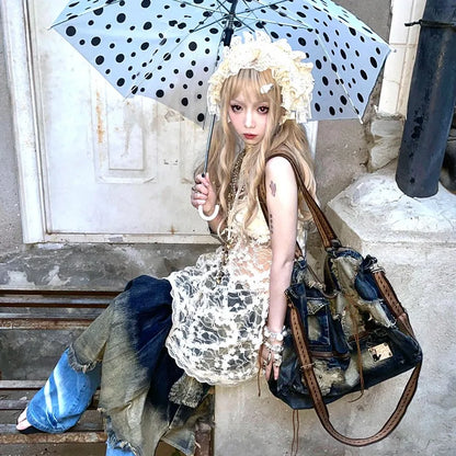 Y2K Japanese Lace Mini Dress - Harajuku Lolita Party