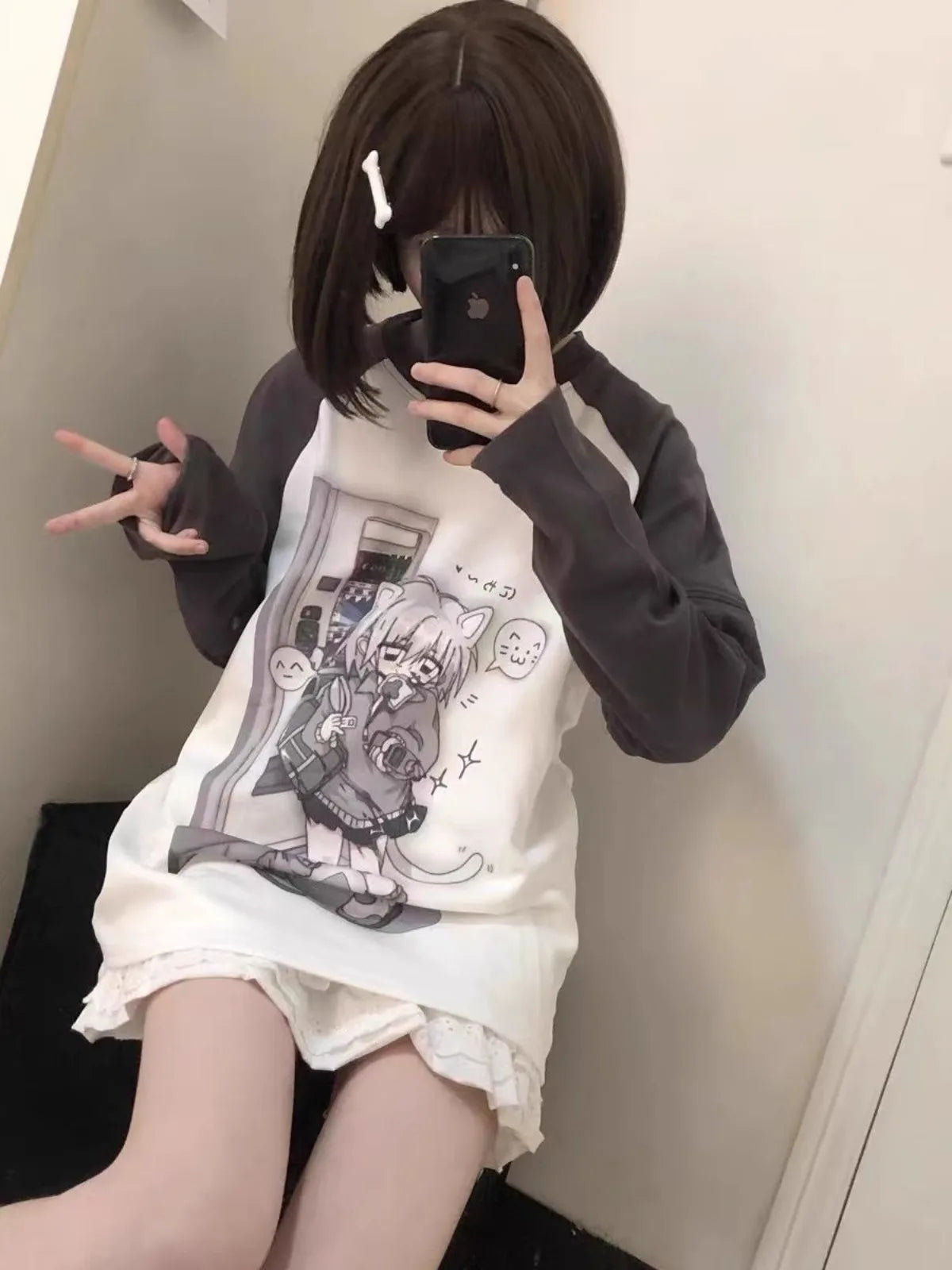 Y2K Japanese Removable Sleeve Tee - Kawaii Casual Top